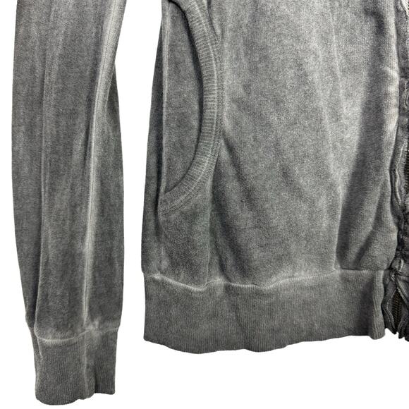 Vocal NWT Distressed Gray Studded Embellished Zip Up Long Duster Jacket - Picture 5 of 7